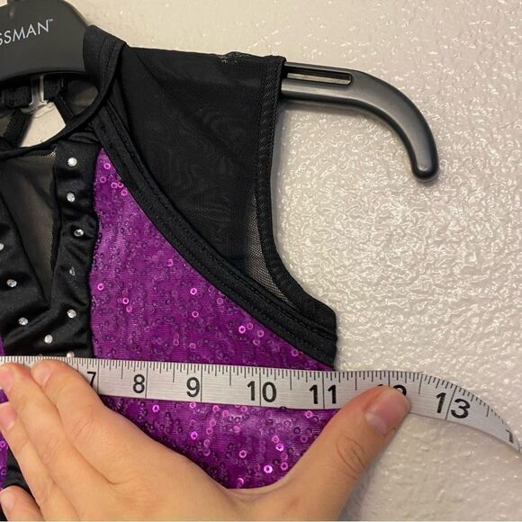 WEISSMAN Dance Costume unitard black purple Cold Hearted Snake 14693 IC - Picture 9 of 13